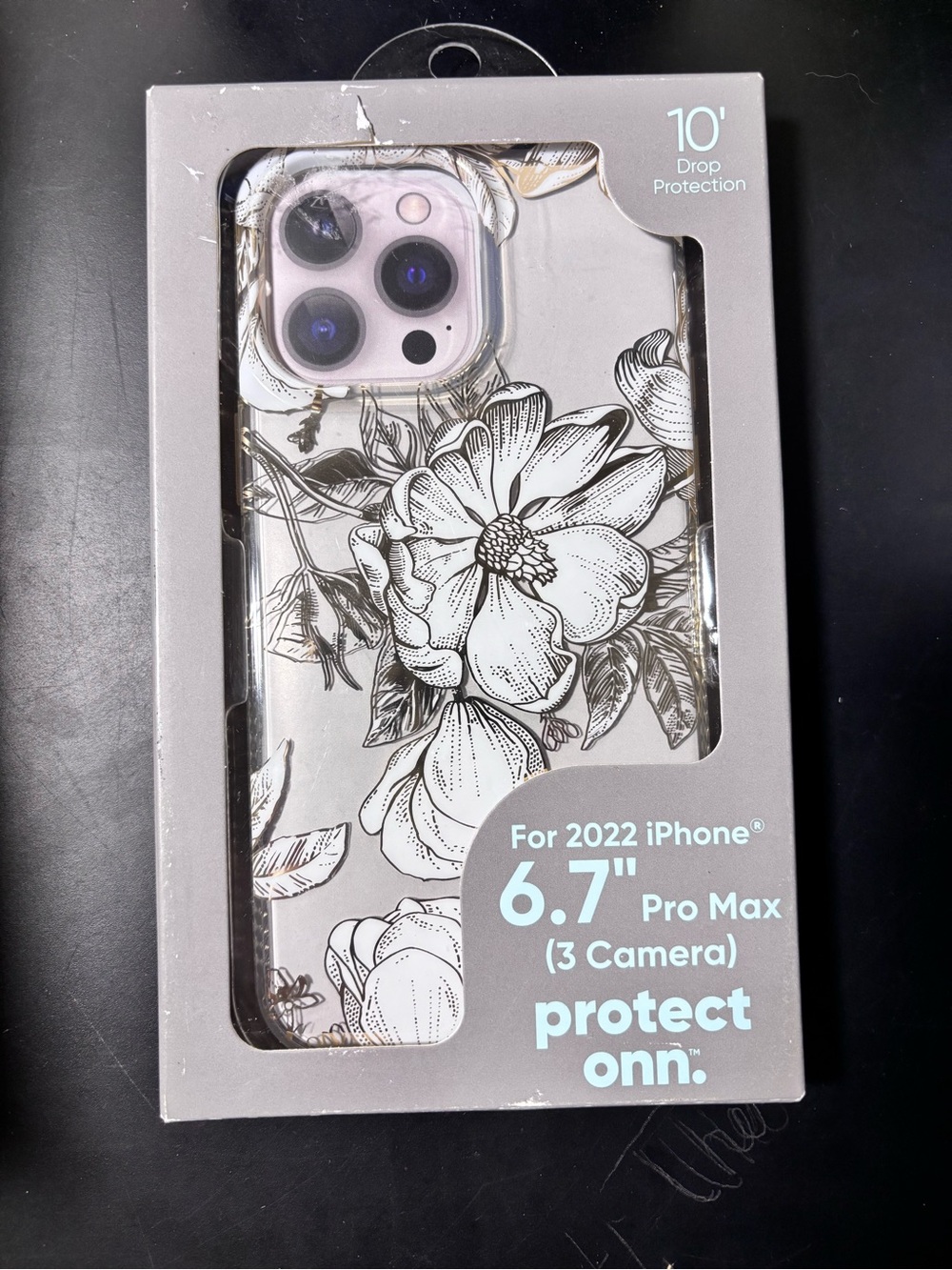 Clear Floral Case for 6.7" iPhone 2022 Pro Max - White/Black Floral